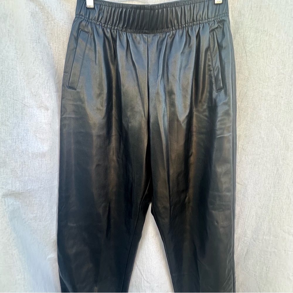 Avec Les Filled Anthropologie Sleek Jogger Moto  Faux Leather Streetwear Pants - Picture 16 of 16